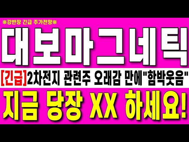 [대보마그네틱 주가 전망] 2차전지 관련주 오래감 만에 "함박웃음"글로벌 시장 점유율 70%독점 2차전지 핵심장비 강력추천 당장00해야하는이유!