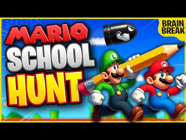 Mario School Hunt! | Back To School Brain Break | Bear Hunt | Freeze Dance | Danny Go Noodle