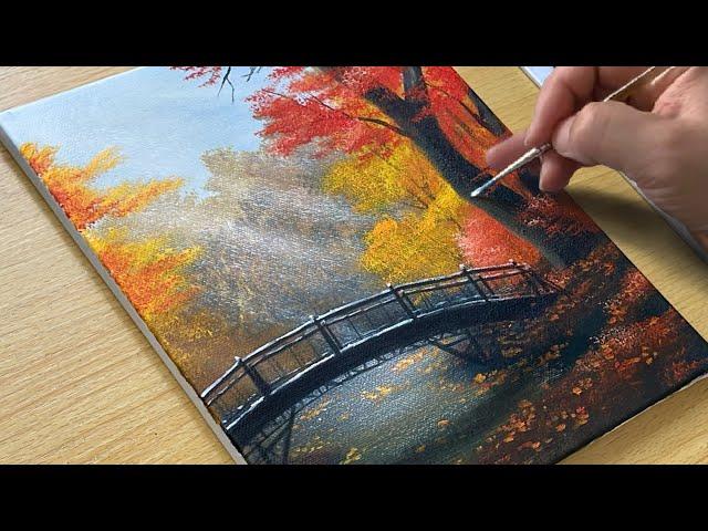 Easy Way to Paint a Autumn Forest / Acrylic Painting for Beginners