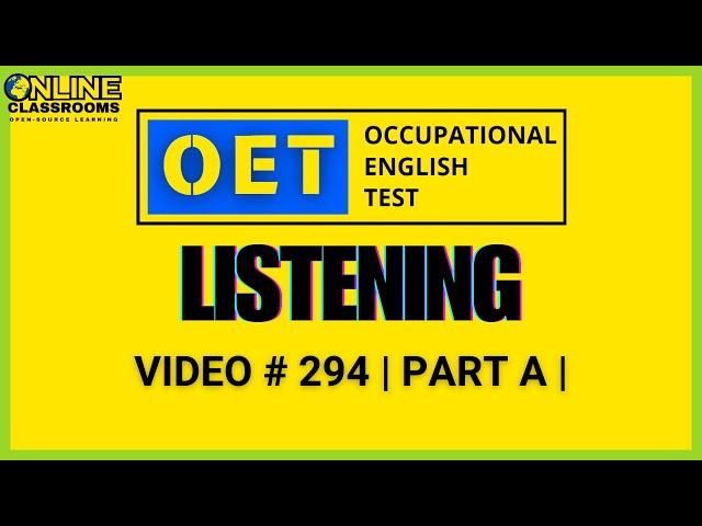 OET Listening Test | PART A | Laura Mitchell | OET 2.0 Online Classroom 
