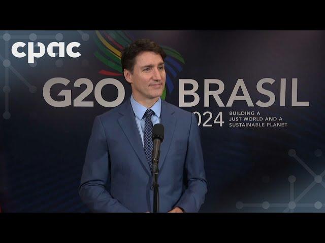 PM Trudeau speaks with reporters at G20: Trade, Canada–U.S. relations, Ukraine – November 19, 2024