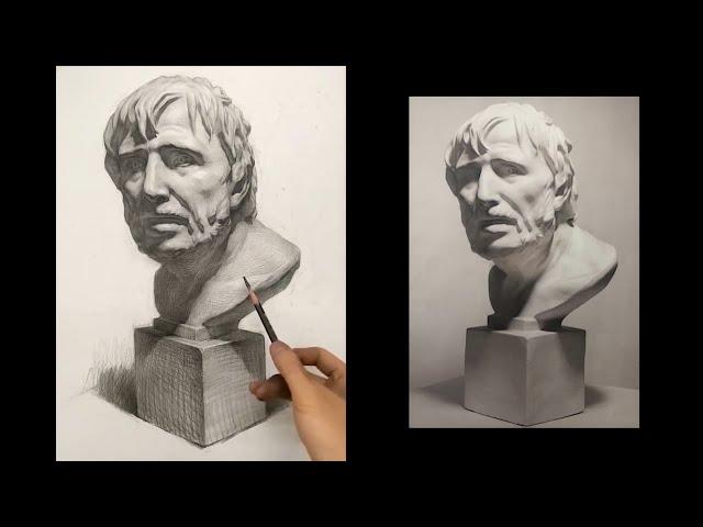 "Seneca" drawing plaster casts on paper