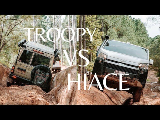 4x4 HiAce Van vs Land Cruiser Troop Carrier - Off-road comparison Glass House Mountains