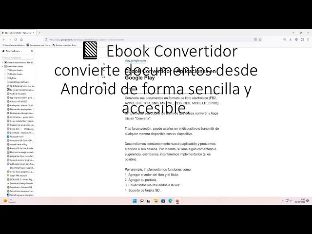  Ebook Convertidor convierte documentos desde Android de forma sencilla y accesible.