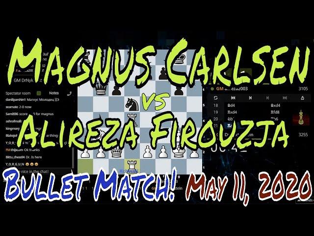 DrNykterstein Magnus Carlsen vs Alireza Firouzja || Bullet Chess Matchup On Lichess || May 11, 2020