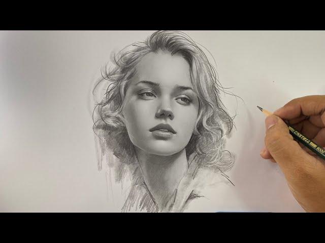 Step by step to Drawing Realistic Portrait with Graphite Pencil