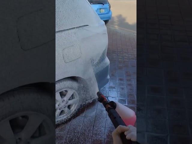 Satisfying snow foaming on car #viral #asmr #cardetailing #satisfying #carwash #car #cleaning #snow