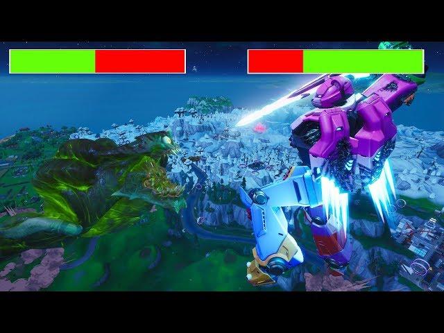 Mecha VS Monster Fight with Healthbars-Fortnite Event