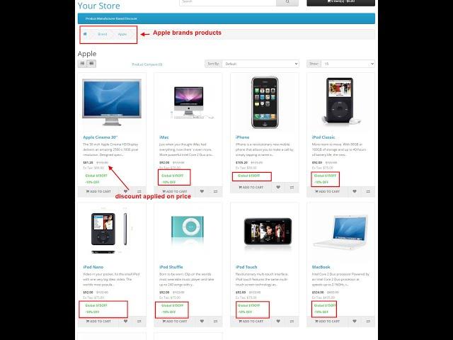 Product Manufacturer Based Discount - OpencartTools