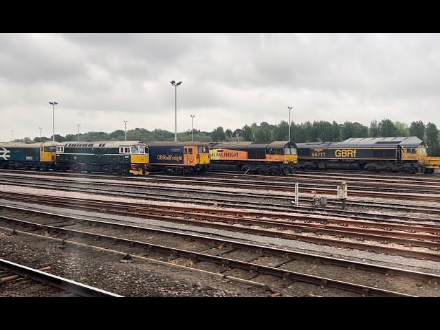 Eastleigh East Yard Filmed From Train , Class 08,33,56,66,69,70,73...13-05-24