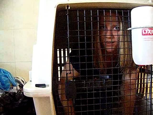 Jenn in the crate