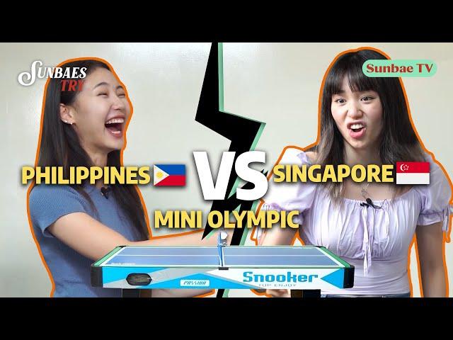 Philippines  vs. Singapore   Mini Olympics (ft. Run BTS Ping Pong Game)  | Sunbaes Try