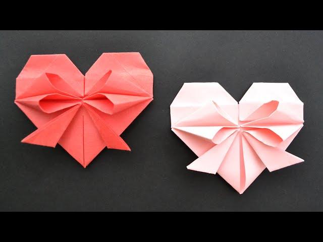 Cute Paper HEART WITH BOW | Easy Origami Tutorial DIY