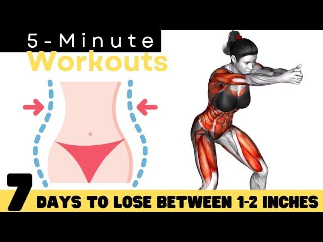 5 Minute STANDING Workout  LOSE 2 INCHES IN 1 WEEK