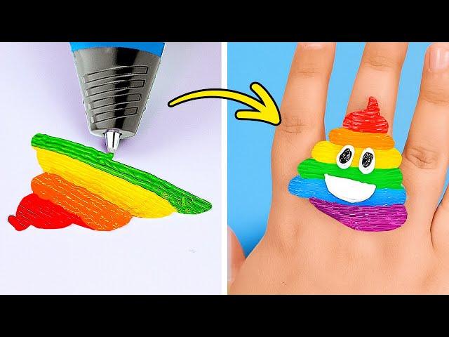 RAINBOW DIY CRAZE  AMAZING Jewellery with 3D Pen and Glue Gun!