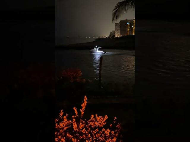 BOAT EXITING FLORIDA INLET AT NIGHT #boating