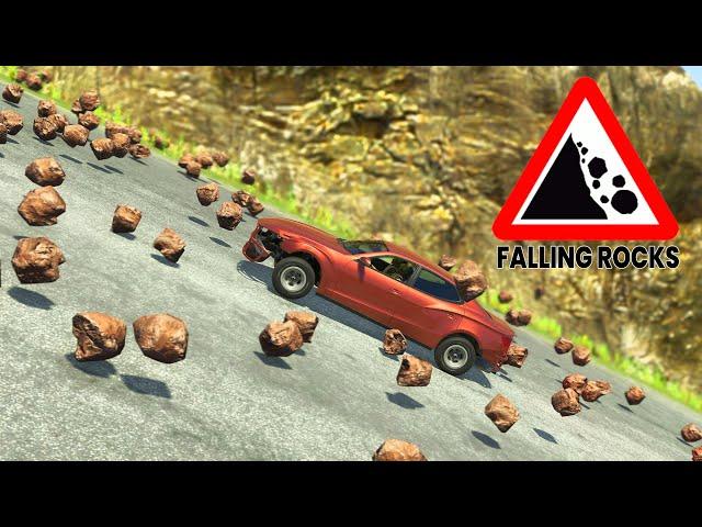 BeamNG Drive - Cars vs Rockslide (800 Rocks)