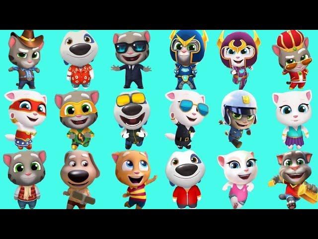 Talking Tom Gold Run all 18 characters vs raccoon 2017