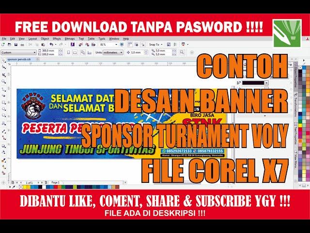 CONTOH DESAIN BANNER SPONSOR TURNAMENT BOLA VOLY FREE DOWNLOAD TANPA PASWORD