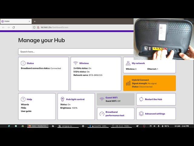 BT Business Smart Hub 3 (Shipped 2024) device and admin screens.