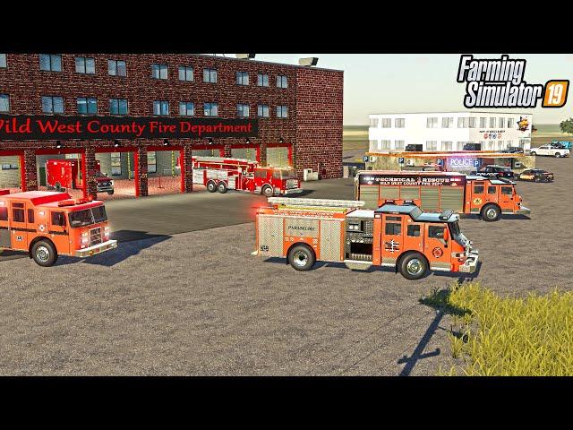 MASSIVE TEXAS FIRE STATION! | HOUSE FIRE CALL | FARMING SIMULATOR 2019