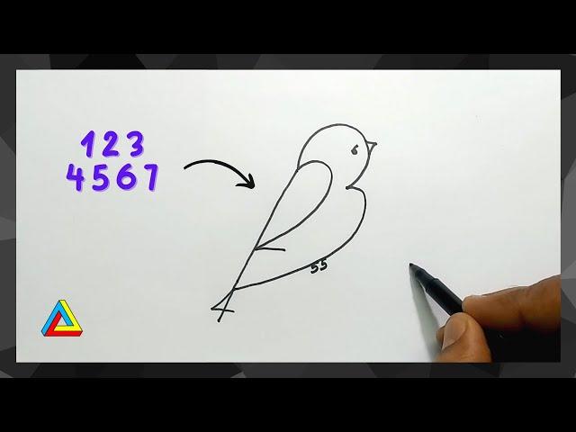 How to Draw a Bird using Numbers 1 to 7 | Easy Drawing