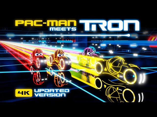 Pac-Man Meets Tron - 4K Updated Version  | #pacman3d #tron #animation #arcade