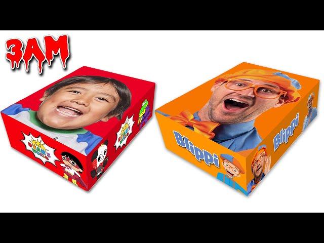 DO NOT UNBOX MYSTERY LEGO BLIPPI & RYAN'S WORLD BOX AT 3AM!! *CURSED BLIPPI TOYS*