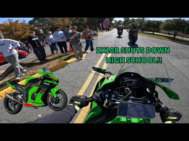 Taking my Ninja ZX10R to High School! Funny Superbike Reactions!!