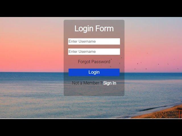 Transparent Login Form Using HTML & CSS In Hindi | How To Create Simple Login Form Using HTML & CSS