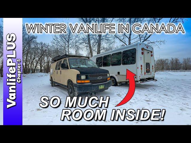 Winter Vanlife - Checking out a rig I can STAND UP in!