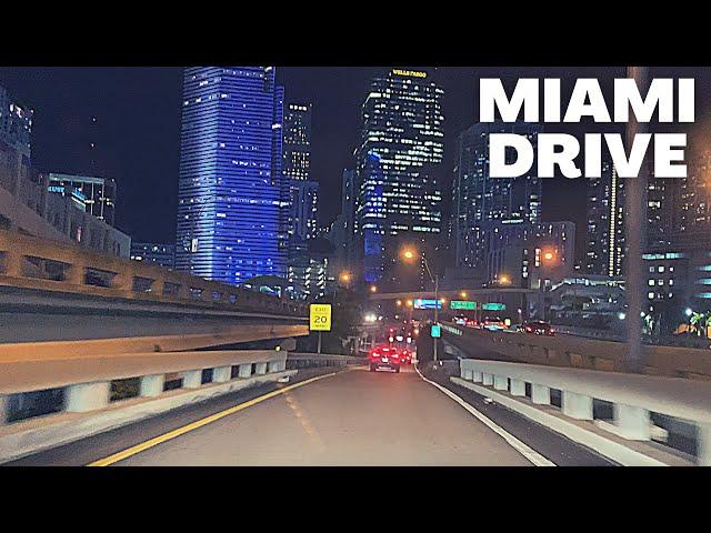 Miami Downtown Night Drive - Miami, FL - Brickell