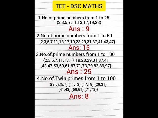 TET - DSC MATHS #primenumbers