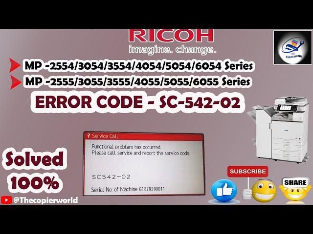 How to reset error code SC554-02 on Ricoh MP 3054/5054/6054 || Ricoh MP5055/Error Code -542-02/541