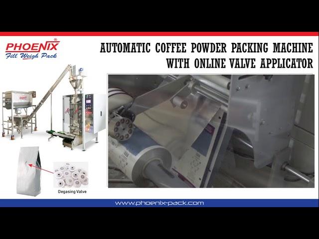 AUTOMATIC COFFEE POWDER PACKING MACHINE WITH ONLINE DEGASSING VALVE APPLICATOR