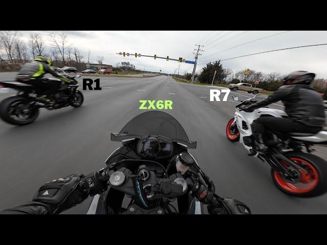 YAMAHA R1 AND R7 TRIED TO BULLY MY ZX6R