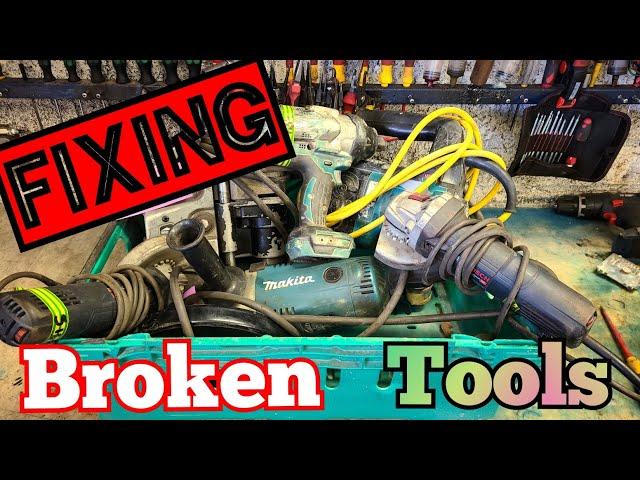 Repairing a Box of broken power tools from a steel fabricator.