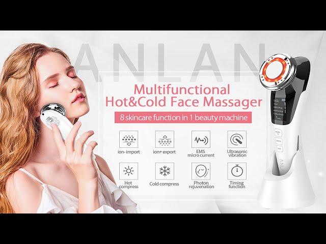 ANLAN EMS Facial Massager LED Sonic Vibration Wrinkle Removal Skin Tightening Hot Cool Treatment