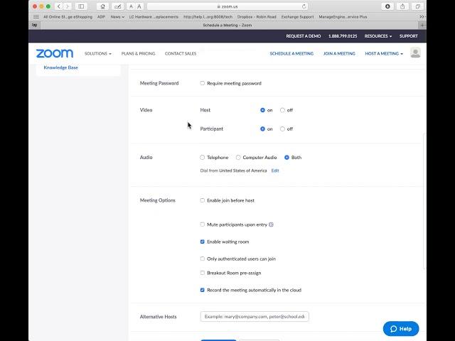 Zoom settings to only allow authenticated users