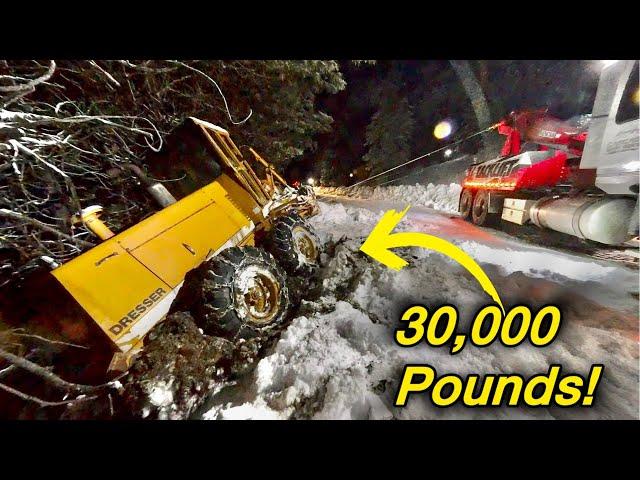 Snow Plowing Gone WRONG!  Grader Goes Over The Edge!