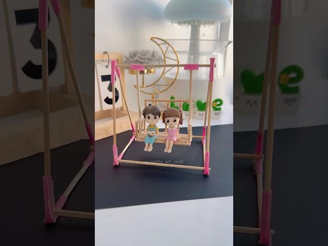 Mini Swing”: Make a Fun Doll Swing Using Disposable Chopstick #shorts #art #diy #yoytubeshorts