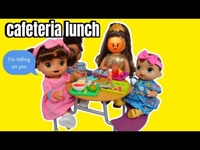 Baby Alive doll Ayla’s first day of School Routine with Cafeteria lunch