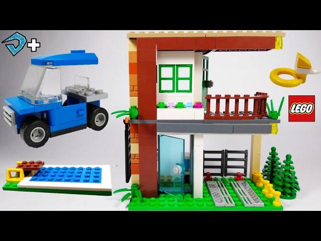 CASA + MÓVEIS + PISCINA + CARRO + GARAGEM de LEGO - TUTORIAL