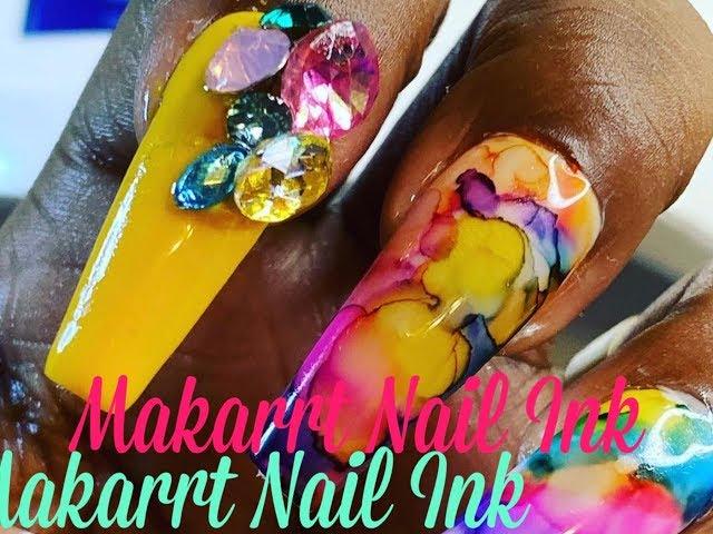 KIARA SKY LONG COFFIN GELLY TIPS AND MAKARRT INK NAIL ART!