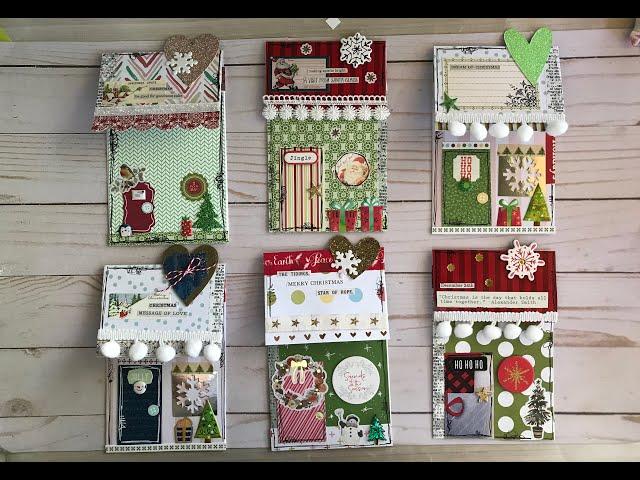 Little Christmas Houses Junk Journal Pockets From Envelopes - Process Video - Craft With Me