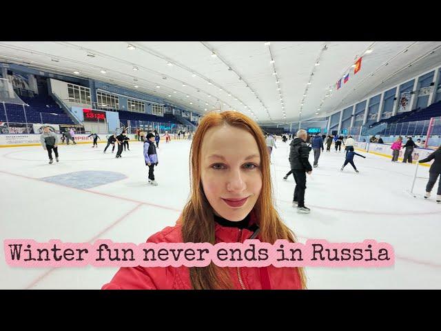 Ice skating rink in a typical Russian city