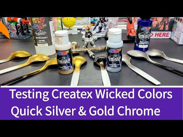 Testing Createx Wicked Colors Quick Silver & Gold Chrome Paints