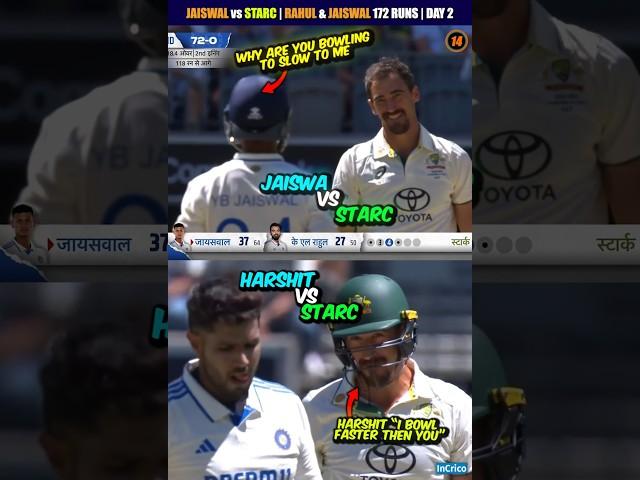 Jaiswal vs Mitchell Starc KL Rahul & Jaiswal 172 Runs  IND vs AUS Test 1 Day 2 #shorts #indvsaus