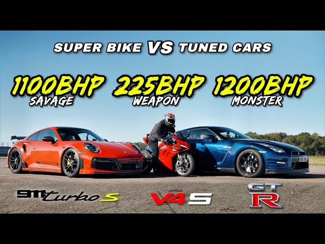 1200BHP GTR vs 225BHP PANIGALE V4S vs 1100BHP TURBO S