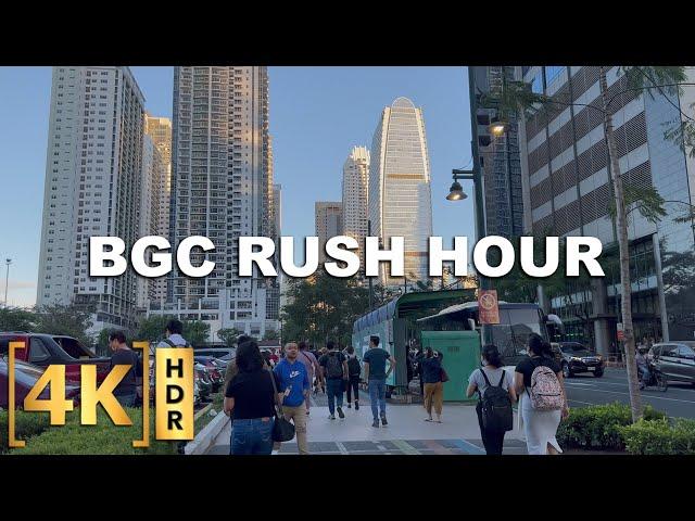 Rush Hour Walk at Bonifacio Global City | 4K HDR | BGC, Taguig City | Philippines